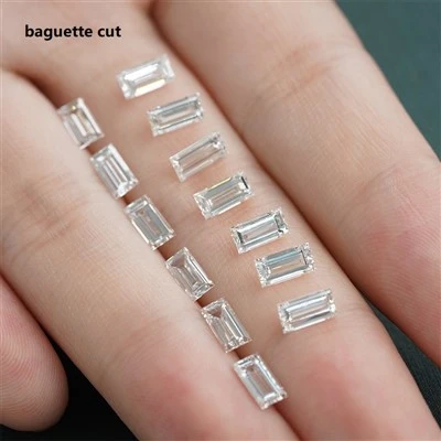 Baguette Step Cut Lab Berlian Melee Tumbuh